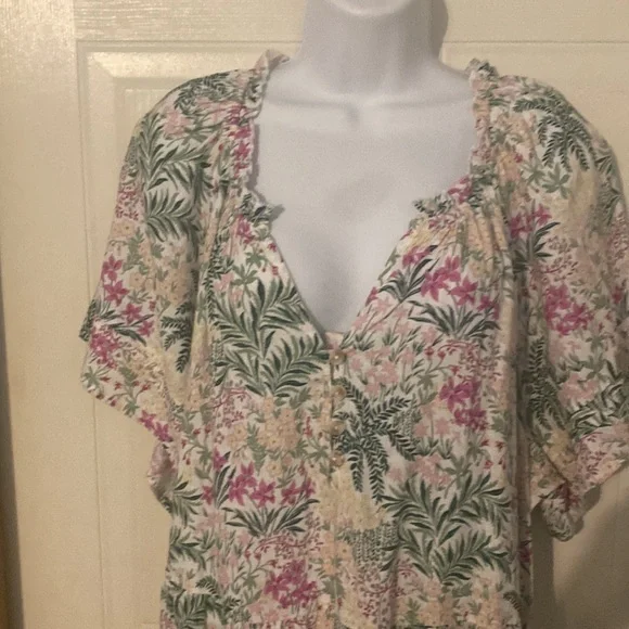 WONDERLY floral linen blend maxi dress 1X - Picture 4 of 12